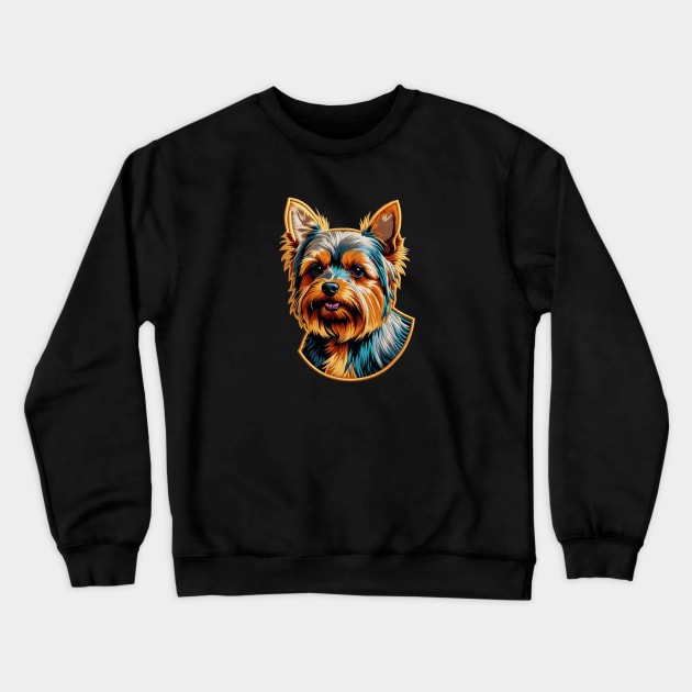 Yorkshire Terrier No Background Embroidered Patch Crewneck Sweatshirt by Xie